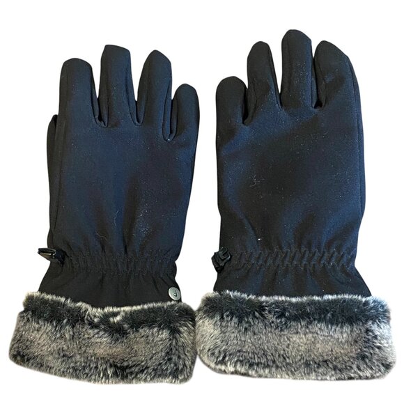 Head Women's L Black Fur Cuff Winter Gloves #233L - Picture 1 of 9